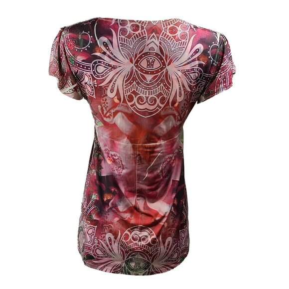 Style&Co Top Womens Size XS Purple Sequin Detail Sublimation Short Sleeve - Picture 3 of 6